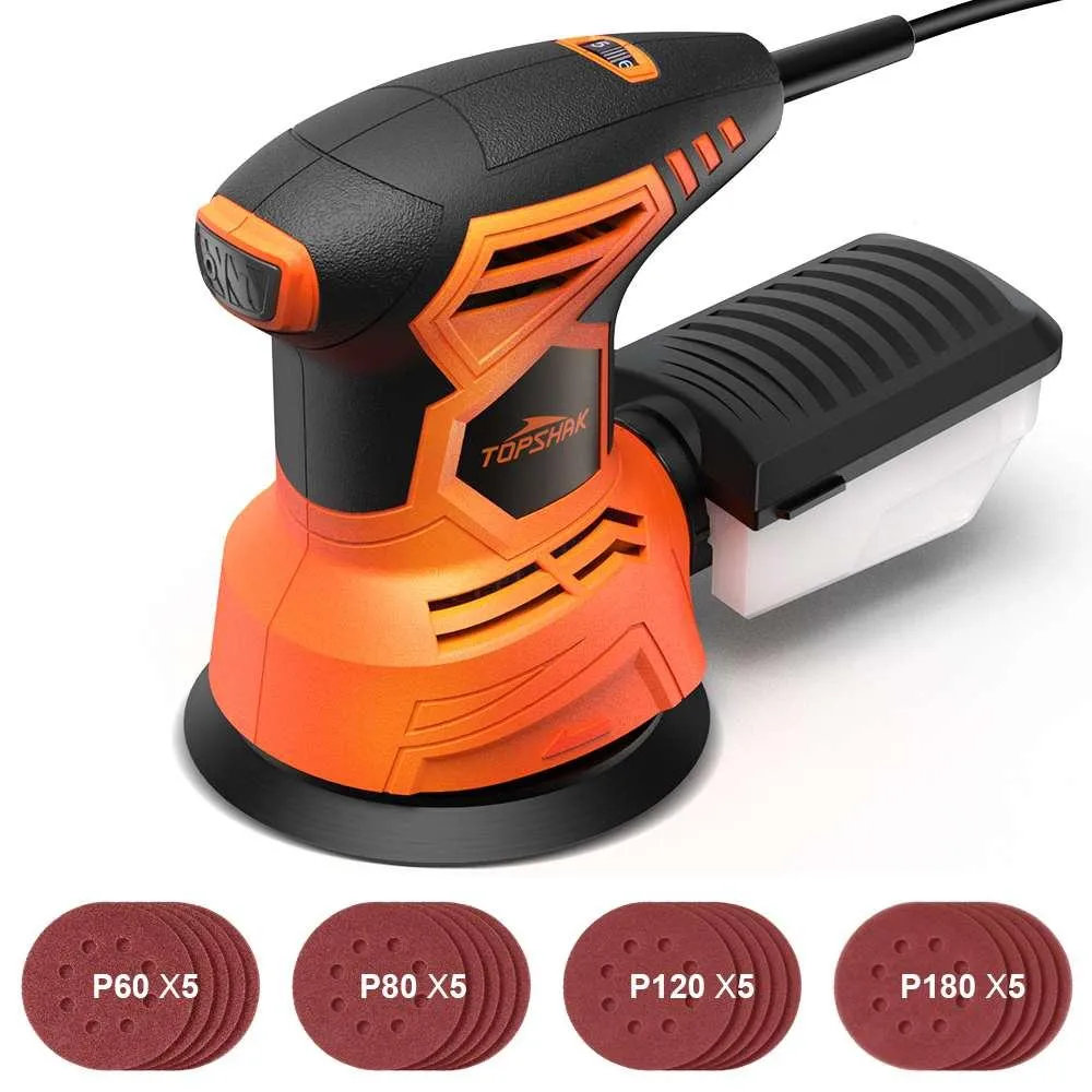 Schuurmachines 12000 r/min 240W 125mm Random Orbital Electric Sander Machine Variable Speed Sanding Tools with Dust Box + 20pcs Sandpapers