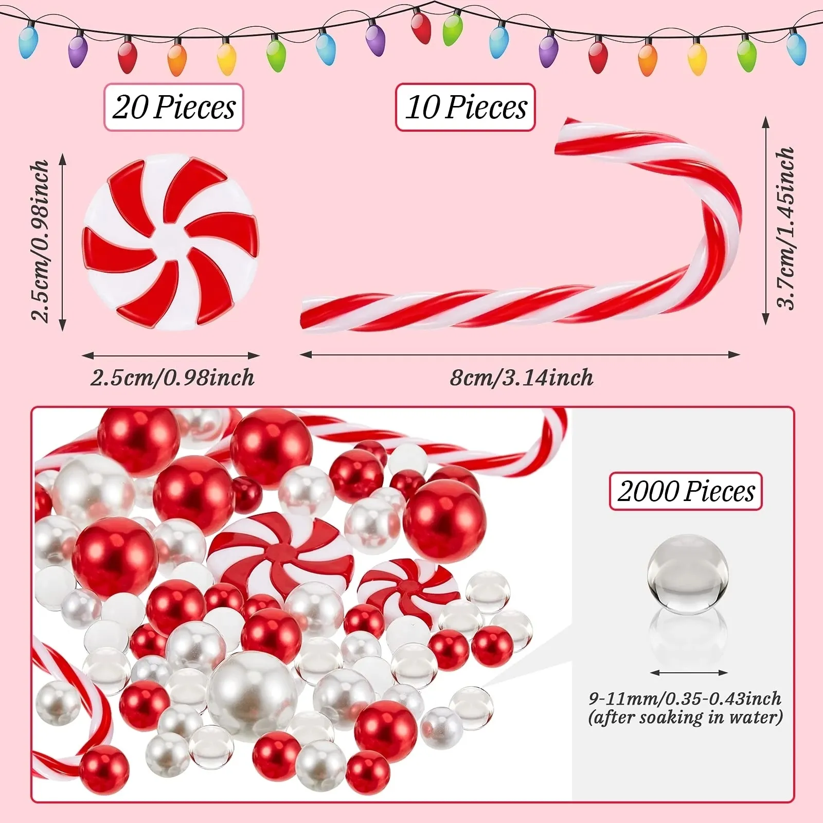 Christmas Vase Filler With Acrylic Candyland Ornament And Crystal Clear  Water Gel For Event Parties White And Red Pearls Christmas Beads Included  230512 From Xianstore08, $10.47