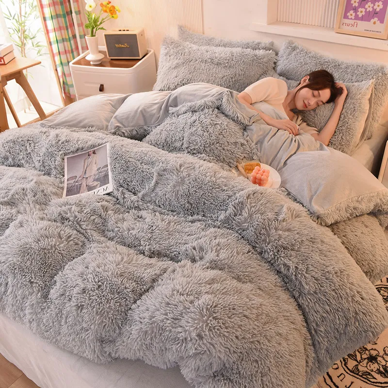 Grey fleece duvet 2025 set