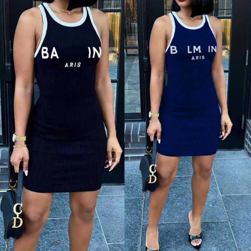 Kadın Tasarımcı Giyim Nedensel Elbise 2023 Yaz Moda Mektubu Baskılı Elbiseler Kadın İnce Hızlı Kuru Mini Etek Plus Boyut 3xl 4xl2024