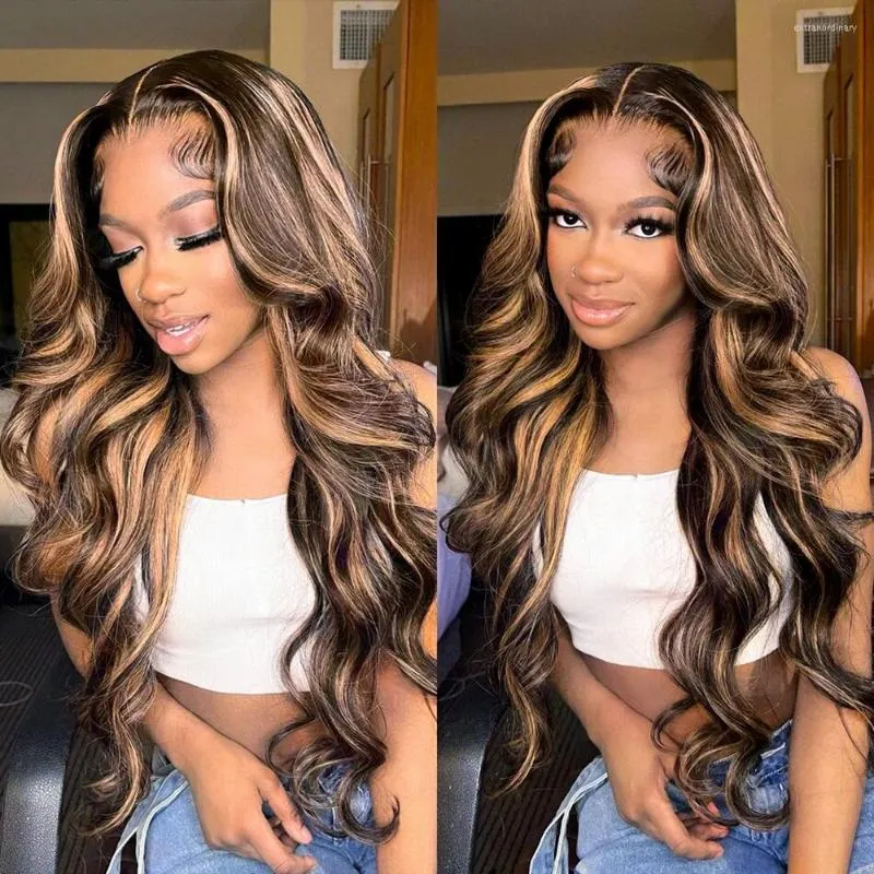Highlight Wig Human Hair Body Wave Lace Front Wigs For Women Full HD Frontal Ombre Blonde