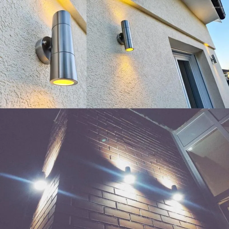 Lâmpadas de parede Aço inoxidável Lâmpada de lâmpada Led Garden Outdoor Luz AC110V AC220V Alpendre industrial montado na ponta da argila