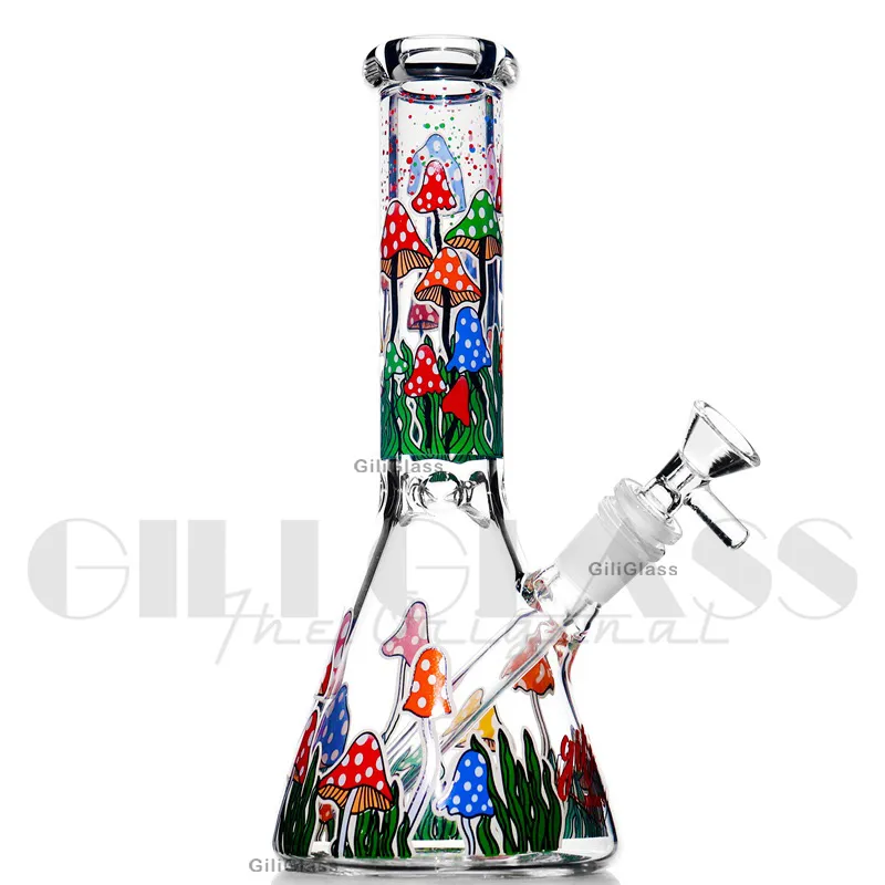 10 inches glass beaker Mushroom grow in dark dab rigs glass smoking water pipe with 14mm bowls waterpipe bongs hookah