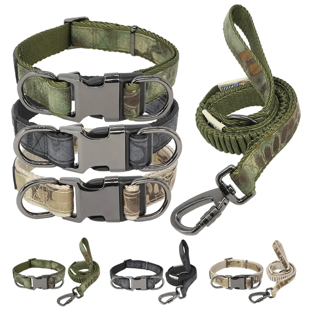 Hundehalsbänder, Leinen, Hundeleinen-Halsband-Set, verstellbare Pufferelastizität, kurzes Zugseil, Tarn-Hundehalsband für mittelgroße und große Hunde, Training, L 230512