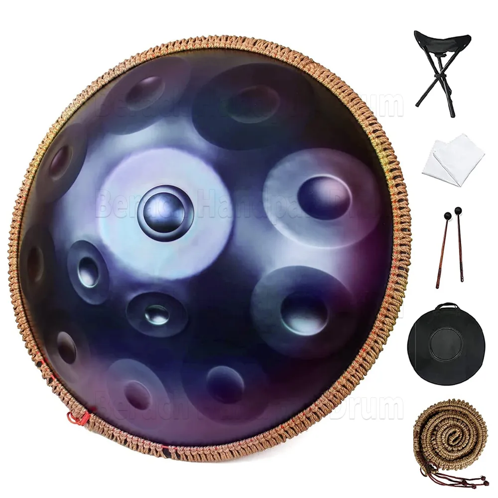 440HZ Starry Sky Color Handpan Drum 9/10/12 Notes 22 inch Steel Tongue Drum in D minor Yoga Meditation Instrument tambor