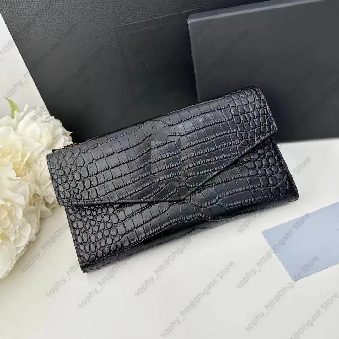 Black Cowhide Envelope Clutch Wallet With Alligator Pattern For Women Men Credit Card Holder Business Card Wallet With Dust Bag From Sophy htt 34.1 DHgate.Com
