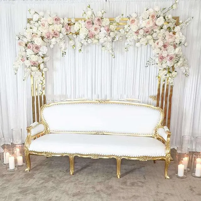 Décoration de fête AUCUNE chaise comprenant) Cérémonie de mariage Arche en acier inoxydable Mental Gold Tall Backdrop pour le mariage Yudao1952