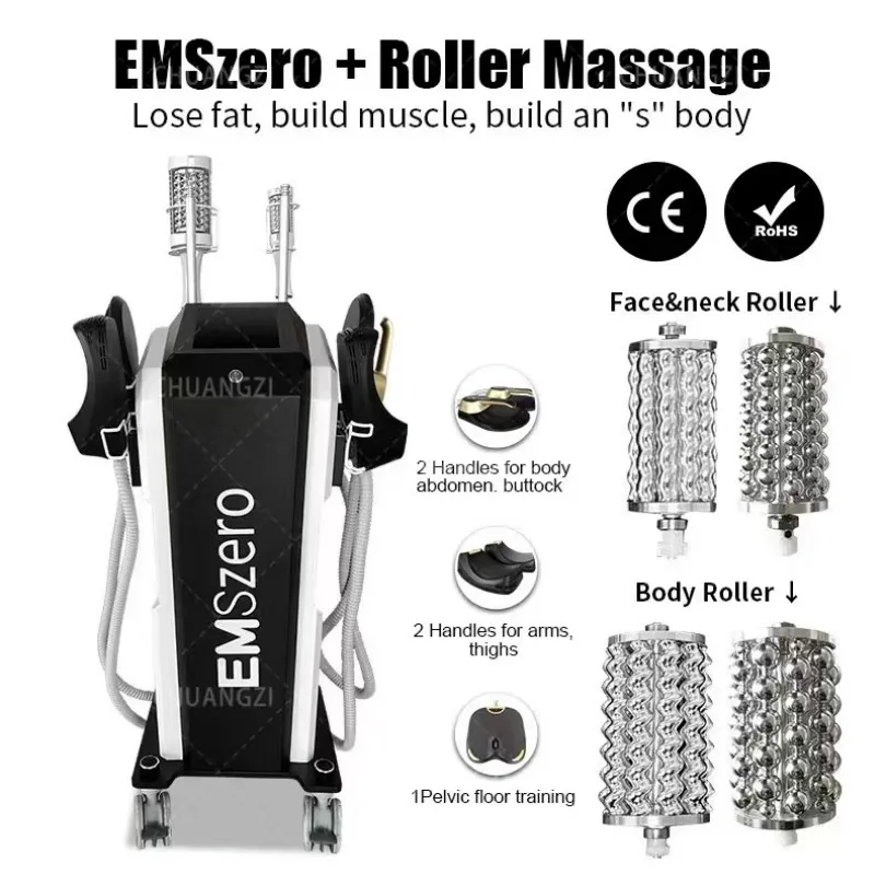 EMSZERO Slim Machine 14 Tesla 6500W 2in1 HIEMT Roller Muscle Building Stimulator RF Slim Body Contouring Fat Burning 30000 Frequency High-intensity