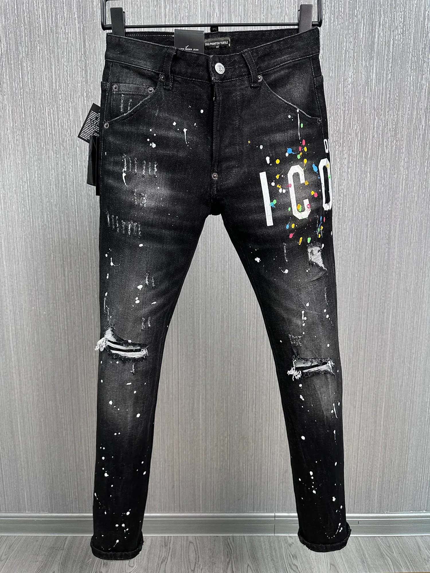 DSQ PHANTOM TURTLE Clássico Moda Masculina Jeans Hip Hop Rock Moto Masculino Design Casual Jeans Rasgados Distressed Skinny Denim Biker Jeans 2034