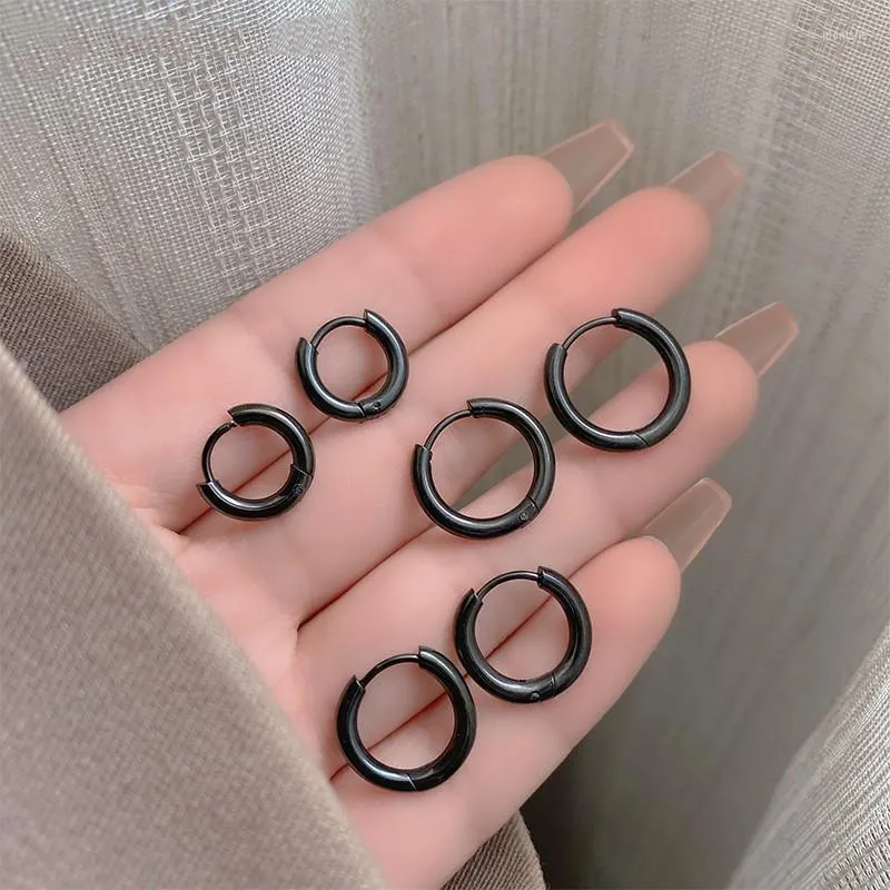 Hoepel oorbellen mode zwart klein voor mannen dames punk hiphop metal geometrische persoonlijkheid ear gespen sieraden feest