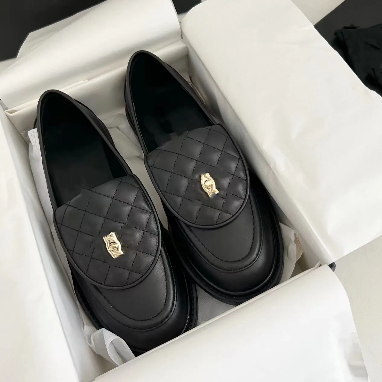 latest platform dress shoes for womens office designer Loafers classic buckle fashion work cowhide muffin lace up Loafer top quality chunky heel thick