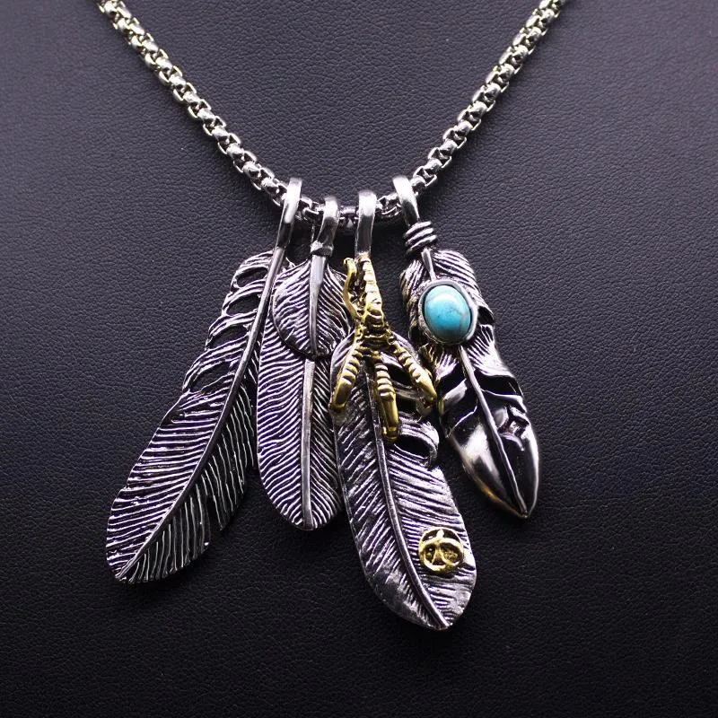 Pendant Necklaces Punk Feather Cross Long Necklace For Women Metal Shoe Statement Men Jewelry