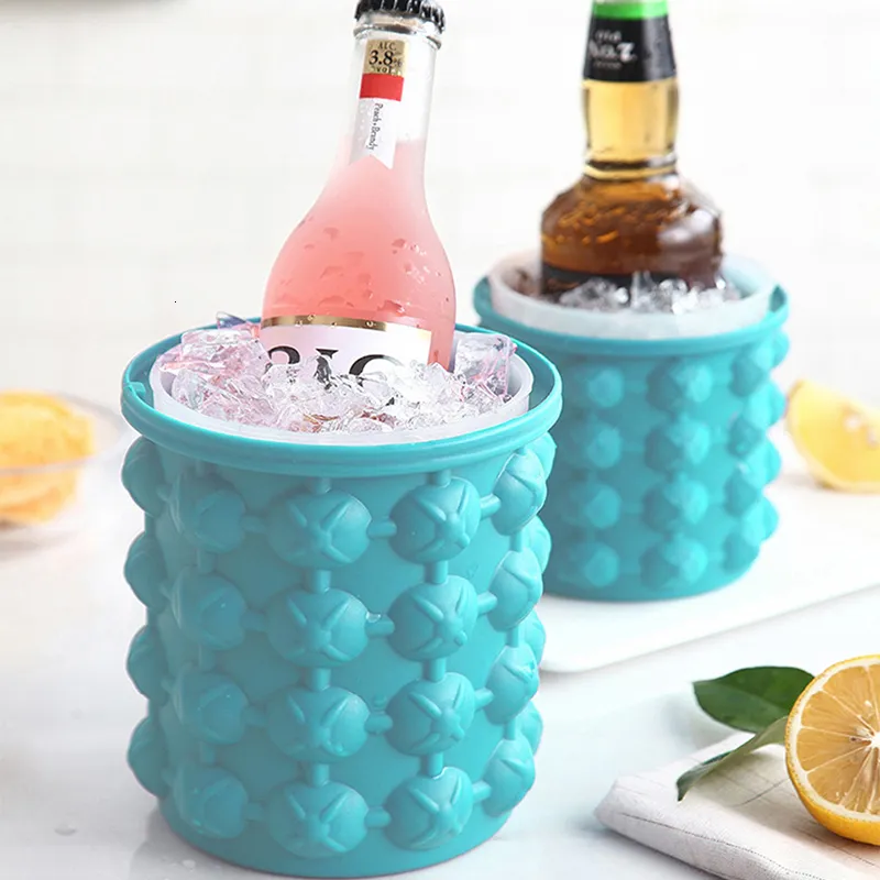 Moule Gros Glacon Moule à Glaçons, Grands Bacs à Glaçons En Silicone, (2 En 1) Fabricant De Glaçons, Rond, Portable, Pour Whisky Glacé, Cocktail, Boissons Bac A Gros Glacons