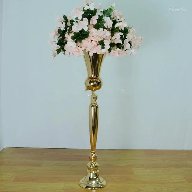 Party Decoration Wedding Tall Gold Trumpet Flower Vases Metal Stand For Table Centerpieces Event 1488