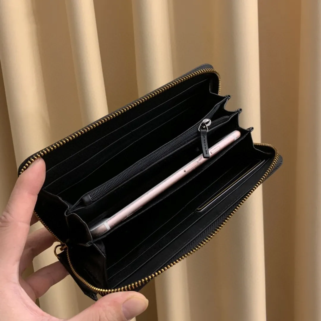Unisex tasarımcı cüzdan tek çekme küçük el çantası çanta büyük kapasiteli çok kartlı deri klipli para klip çok işlevli çanta 6035