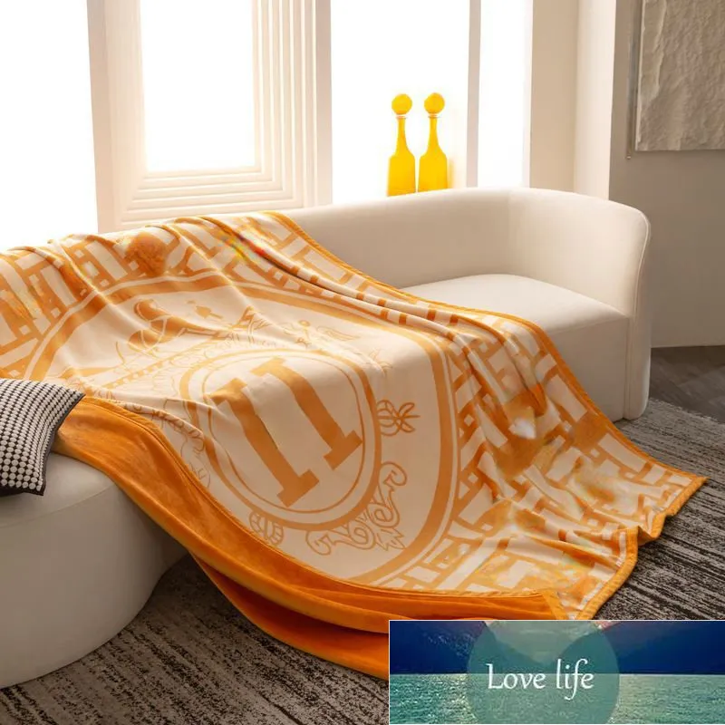 Fashion Double-Sided Thickening Print Fleece Blanket Anti-Static Water Machine Washable Milk Fiber Brand Nap Blanket