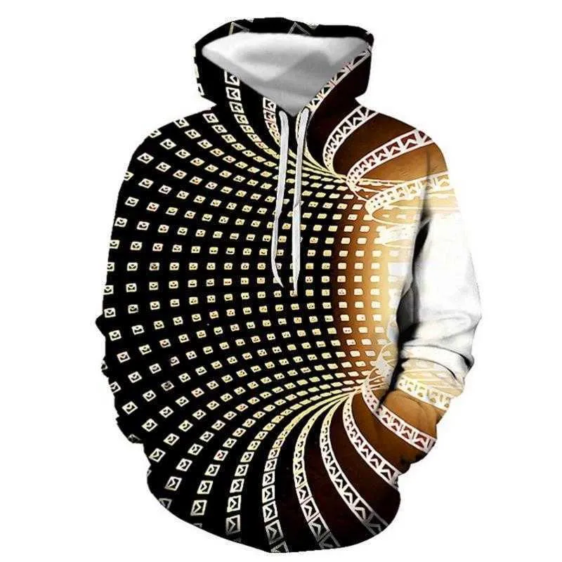 3d swirl checked print pullover hoodie top