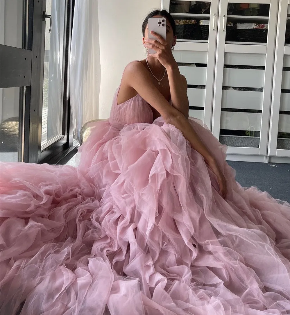 flesh pink dress Pink Princess Flesh A Line Tiered Tulle Prom Dress... From  Donnaweddingdress26, $105.18