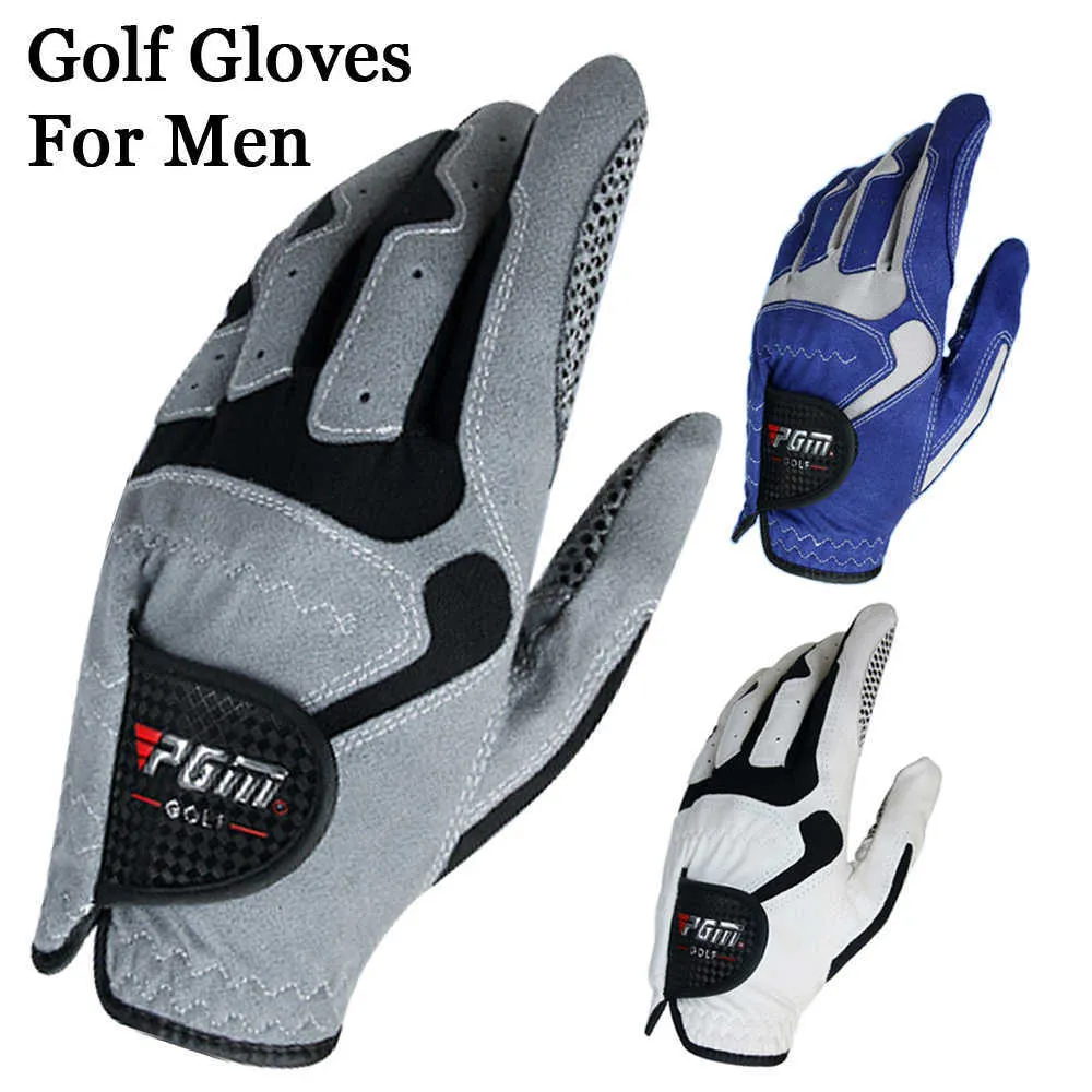 Guantes deportivos 1pc guantes de golf para hombres azul blanco gris 3 colores tela transpirable antideslizante guantes deportivos para hombres marido regalo profesional P230512