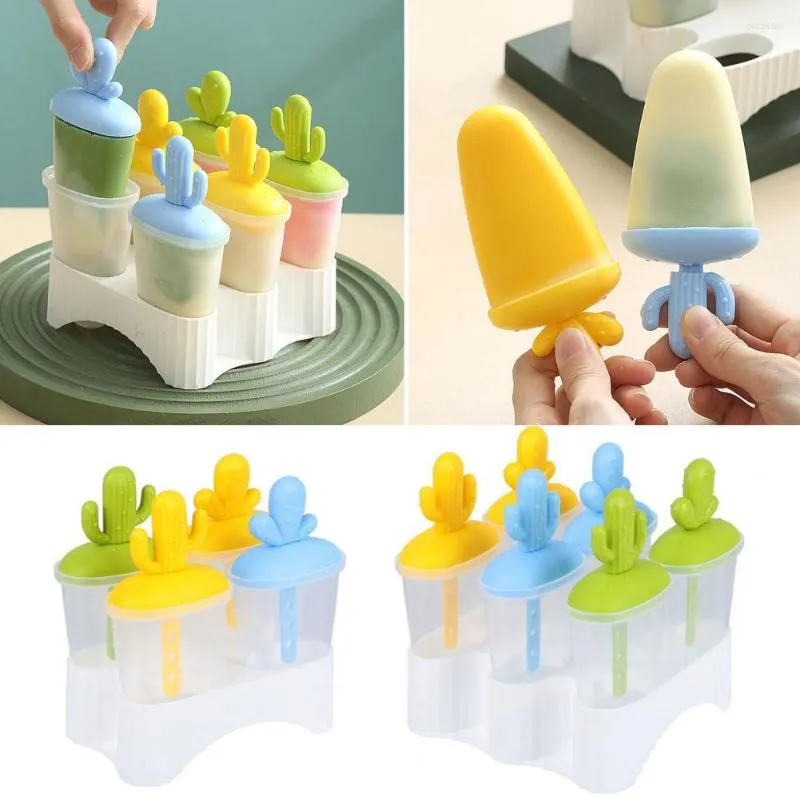 Bakvormen Popsicle -mal 4/6 roosters ijs maken doos Food Grade Cactus vorm koelkast accessoires