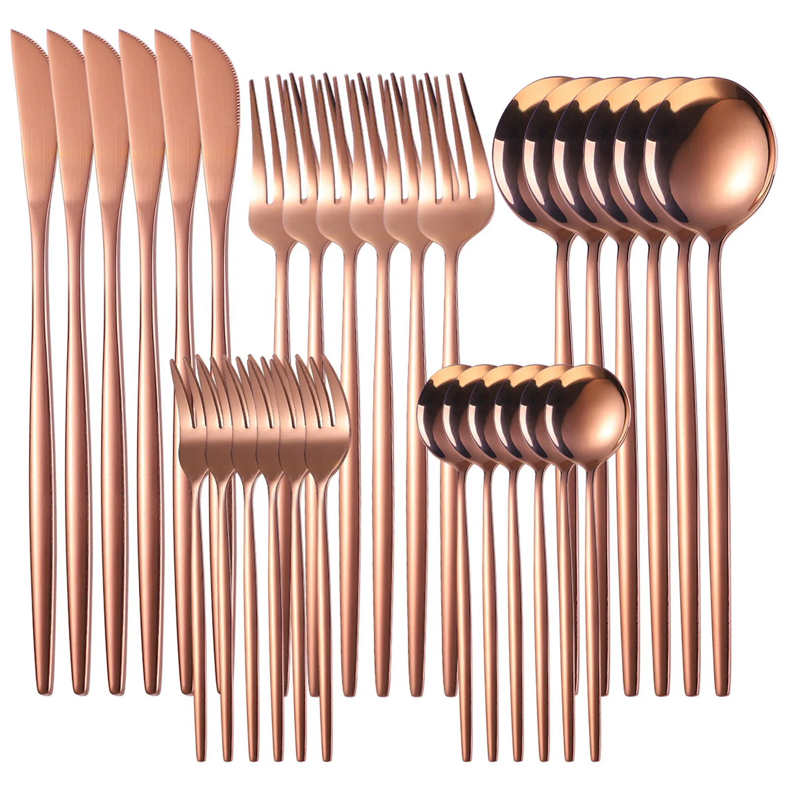 1 Set rostfritt stålredskap Knivar Skedar och gafflar Flatvarumärke i rostfritt stål Silverware Kitchen Tabellery (Rose Gold)