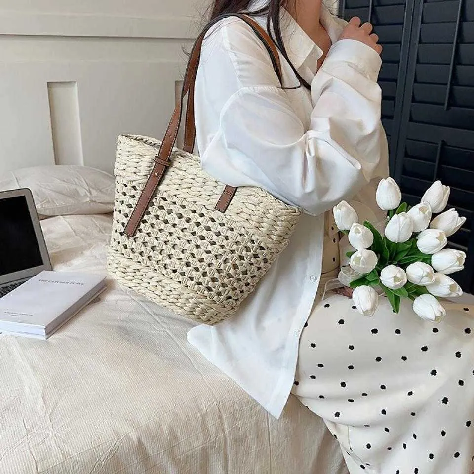 Bolso De Ratán De Moda Retro Bolso De Hombro De Paja Tejido | Cuotas Bolso De Ratán De Moda Retro Bolso De Hombro De Paja Tejido | Cuotas