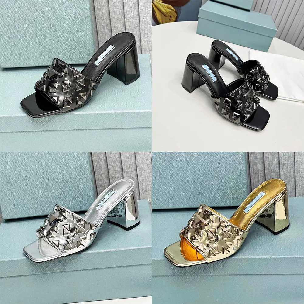Ciabatte Estive In Pelle Verniciata Diapositive Scarpe Firmate Da