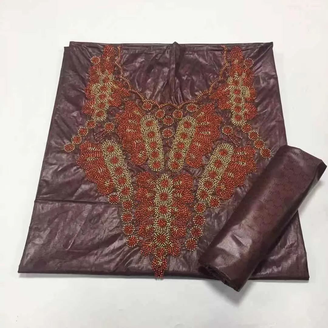 Tissu africain en dentelle Bazin Riche doux de haute qualité, tissus brodés pour fête de mariage, 5 yards par pièce, prix de gros, 2022