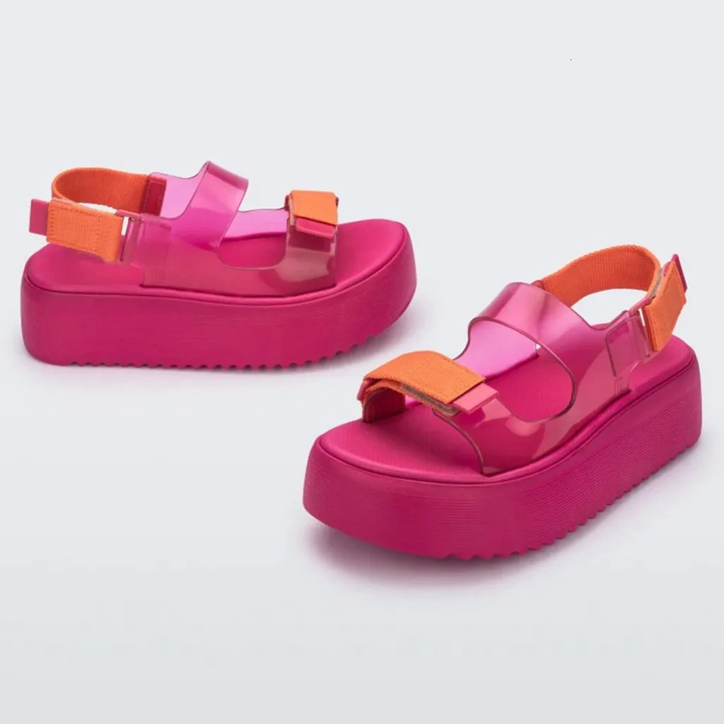 Sandales D'été Melissa Muffin Semelle Épaisse Femmes Casual Chaussures De Sport Bonbons Couleur Imprimé Léopard Courageux Plage Femme 230511