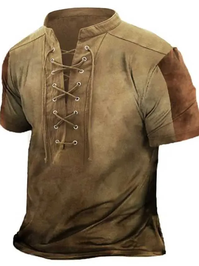 Rukas T-shirt graficzny kontrast kolorowy kołnierz swobodny sport z koronki z krótkim rękawem, nadrukowane odzież moda moda oryginalny wzór retro