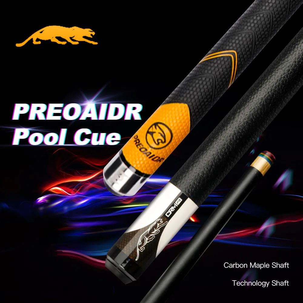 Queues de billard PREOAIDR 3142 Bâton de technologie noire avec tige en érable au carbone 12 5 11 8 10 Pointe arc-en-ciel de 8 mm PREDATOR Uniloc Joint 230512