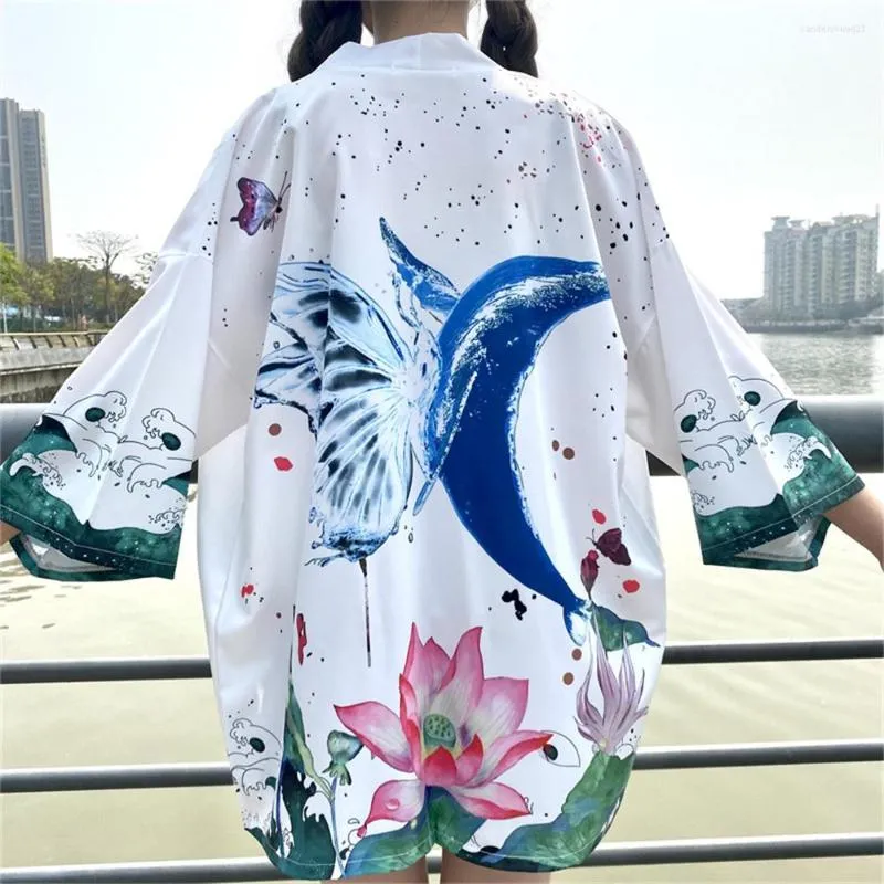 Etnische kleding Women Beach Kimono Haori Japanse stijl Cardigan Samurai -kostuum Yukata zonnebrandcrème