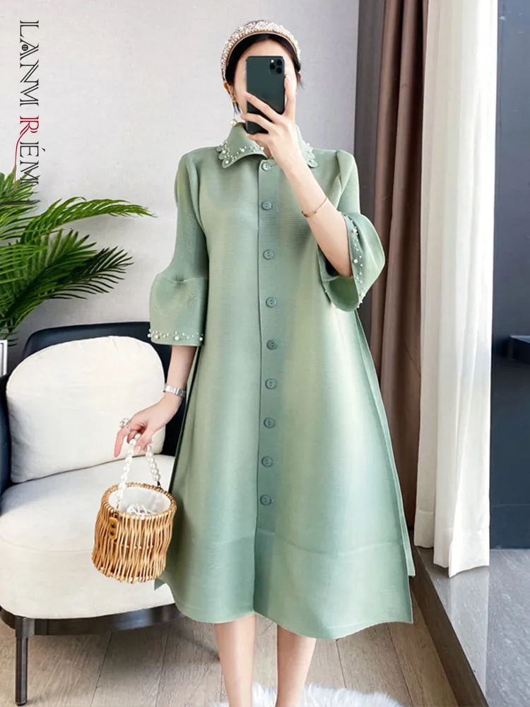 fitness tracker dress watch Autumn New Pleated Flared Sleeve Wedding Guest Dress Abaya with Belt. (MA193) Sea blue / XL