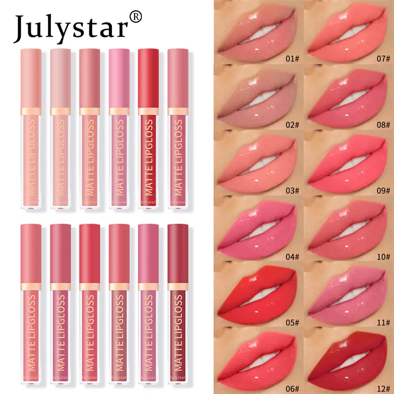 Julystar Sexy Lip Lip Lip impermeável Batom Líquido Líquido Longo Longo Cup Lipgloss Makeup For Women Cosmetics