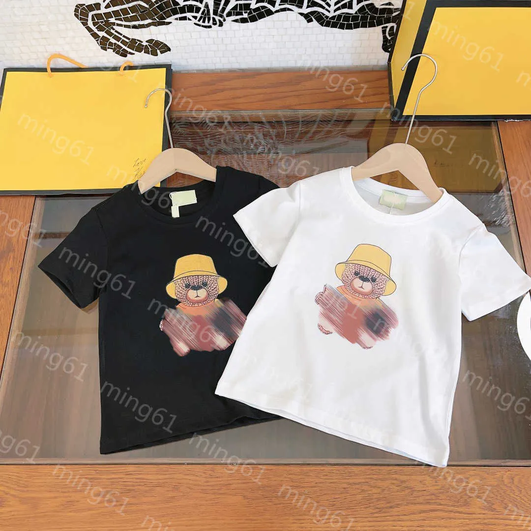 23ss kid designer t-shirt barn t-shirt småbarn t-shirt pojkar flickor Rund hals Ren bomull Läsa björn tryck bokstav logotyp tryck Kortärmad t-shirt barnkläder