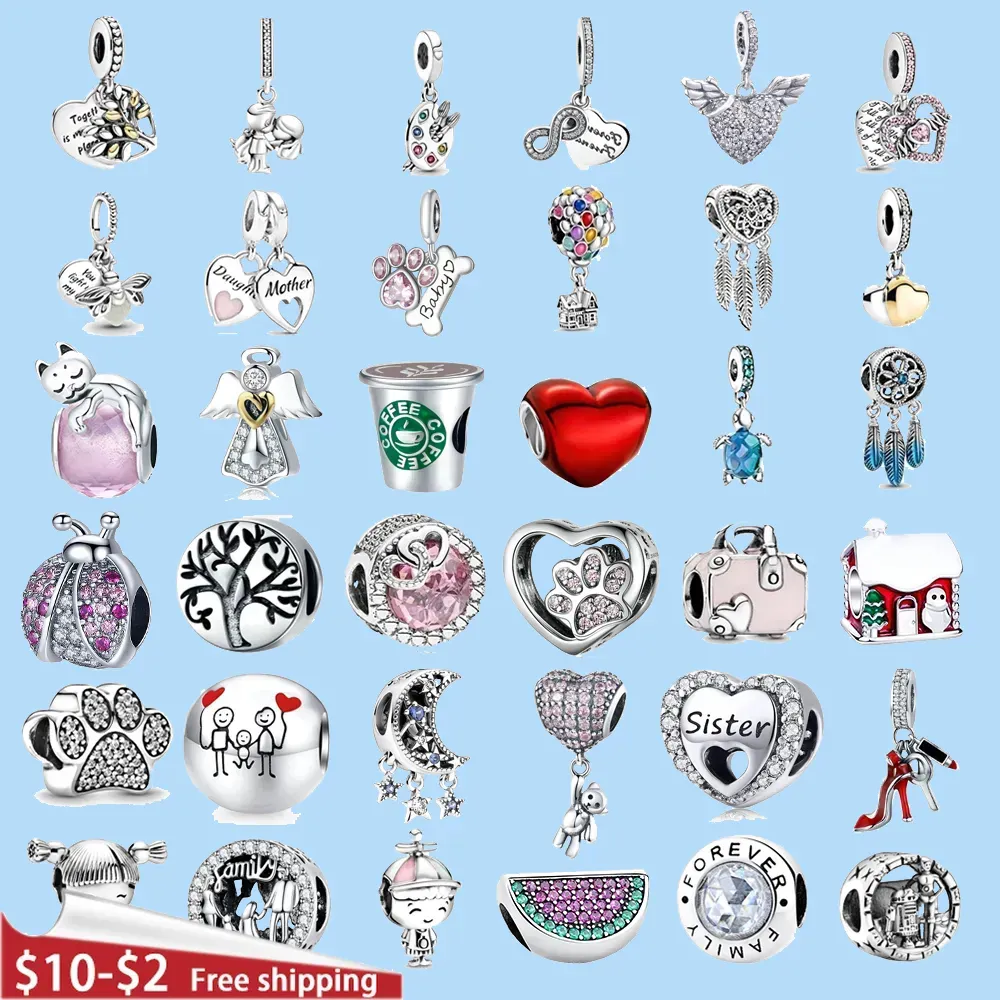 925 Sterling Silver Charms för Pandora smycken pärlor för evigt familj charm armband halsband prydnad diy pärlor