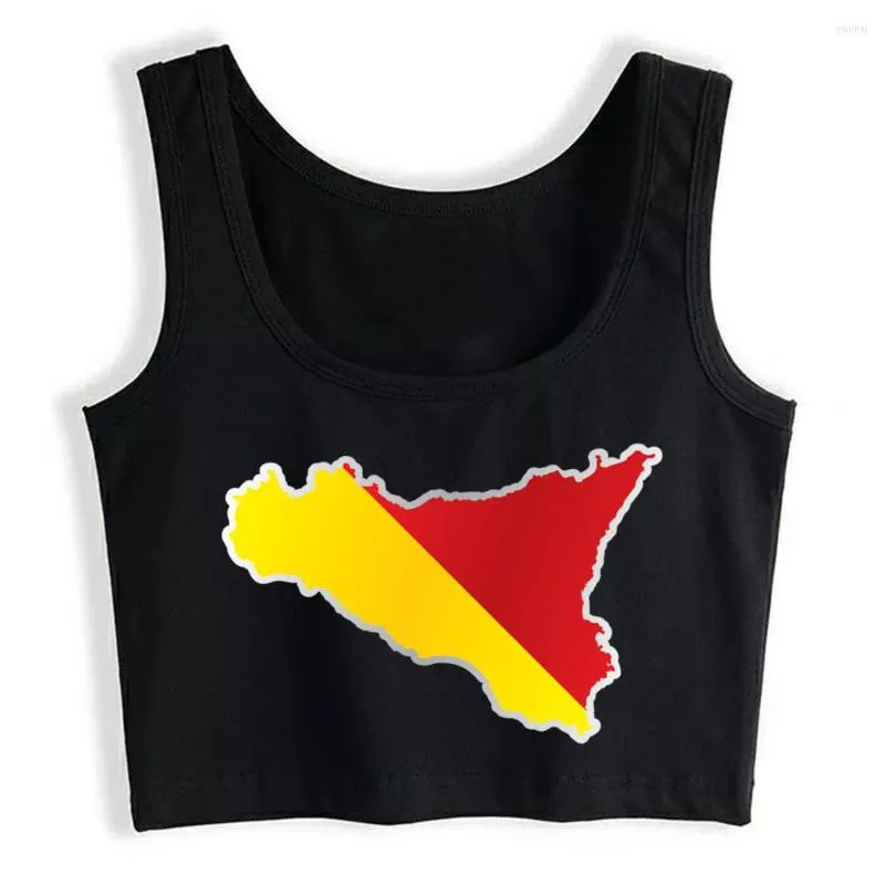 Women's Tanks Crop Top National Territory And Flag Sicily Sexy Harajuku Sleeveless Y2k Tops Womens Blusas Mujer De Moda 2023 Verano