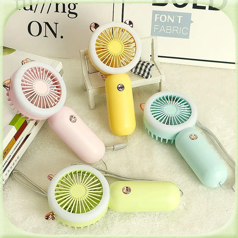 Ventilateurs Mini ventilateur portatif USB Rechargeable veilleuse refroidissement ventilateur Portable trois vitesses ajuster ventilateur pour enfants filles femmes maison