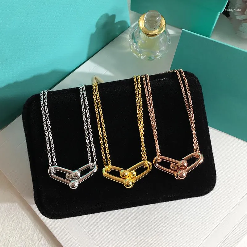 Подвесные ожерелья моды для женщин Оригинальные двойные u-образные пряжки корейские ювелирные украшения Z007 Z007