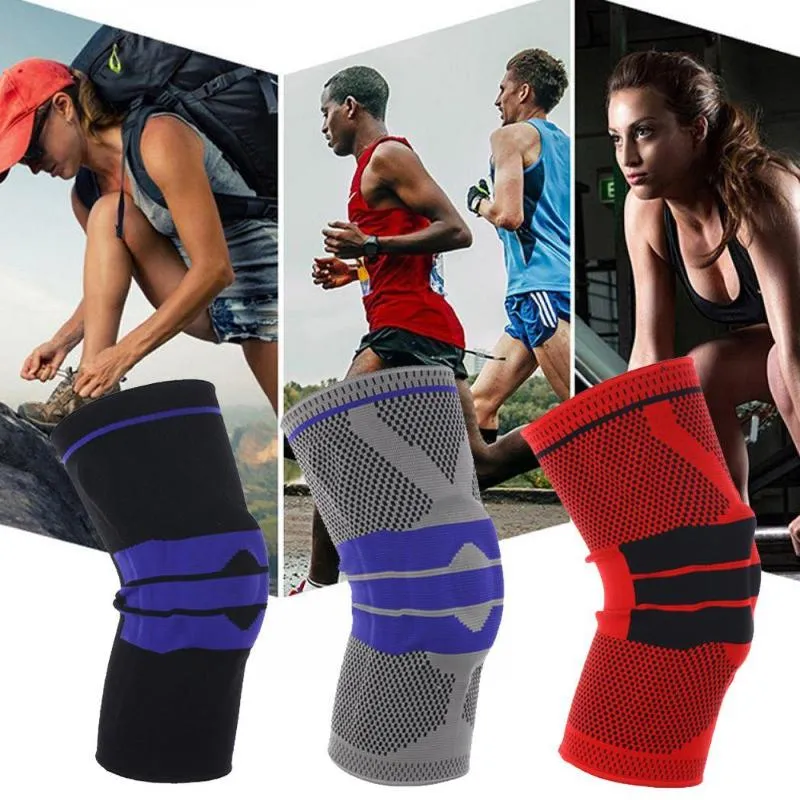 Knäskydd armbåge Sportande elastisk lapptäcke andningsbar komprimering Kneepad röd svart grå unisex skydd
