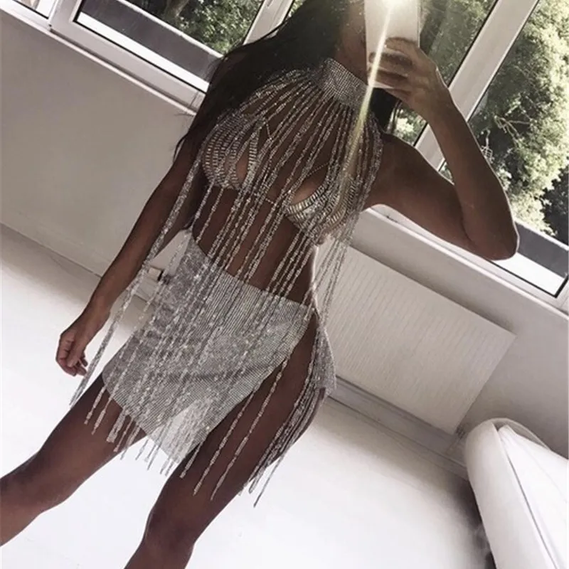 Flash Drill Tassel Body Chain Necklace Cape Shiny Nightclub Party Sexig klänning SHOW SMEEDDEY ACCHOUSSALT 1150