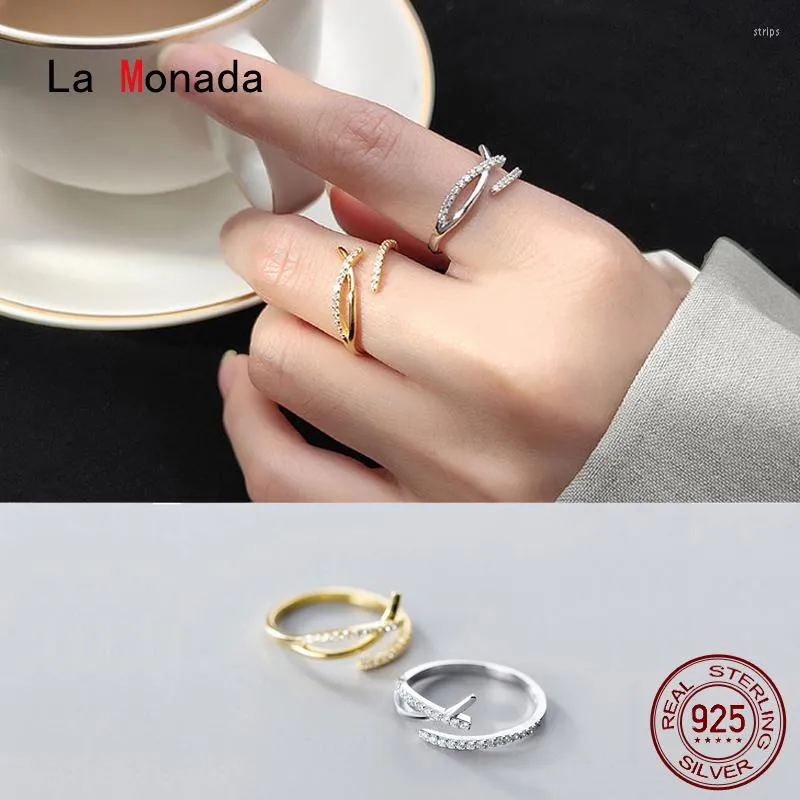 Cluster Rings La Monada X Bague Femme Redimensionnable Argent Sterling 925 Croix Minimaliste Pour Joaillerie Fine Femme Ouverte