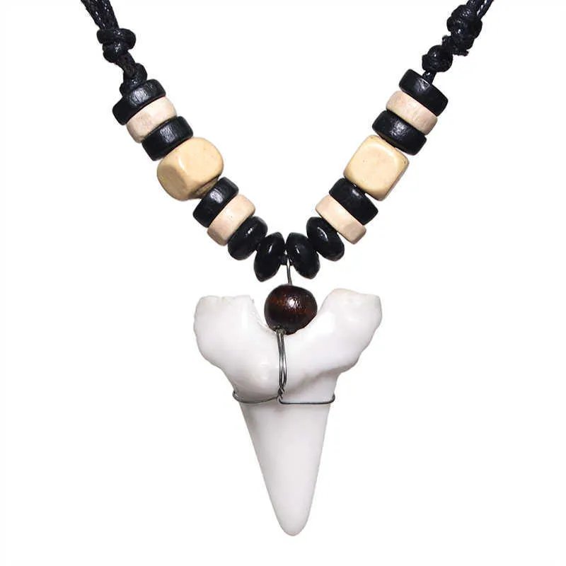 Gioielli Stile Bohemien 2 Collane Denti Di Squalo In Resina - 26cm - Foto 7