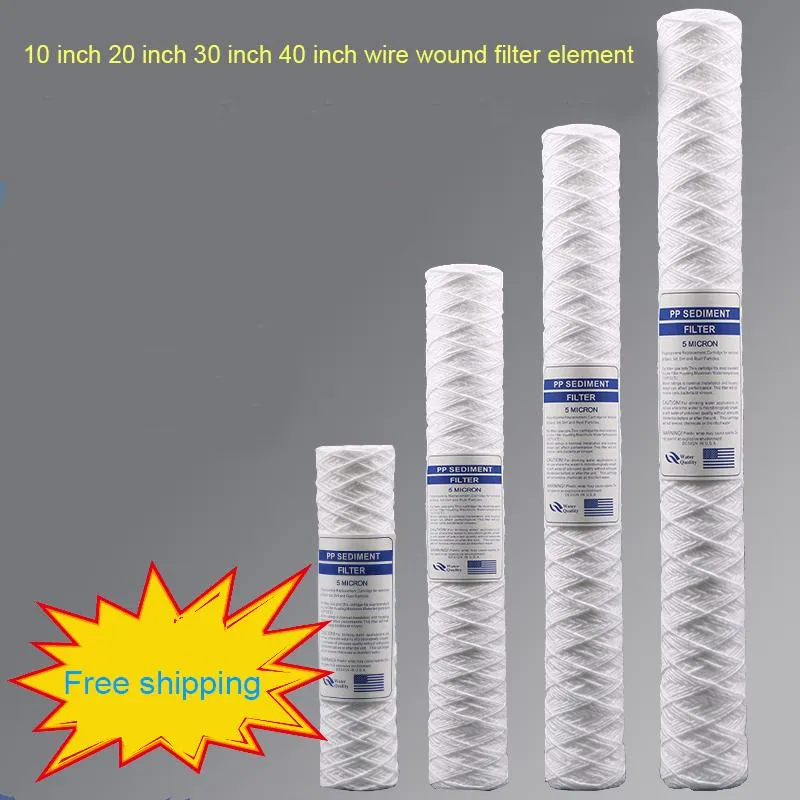 Elettrodomestici 1pcs /1lot 10 pollici da 20 pollici 30 pollici 40 pollici 1 micron /5micron PPF Sedimenti Filo Ferita Filtro Elemento PP Cotton