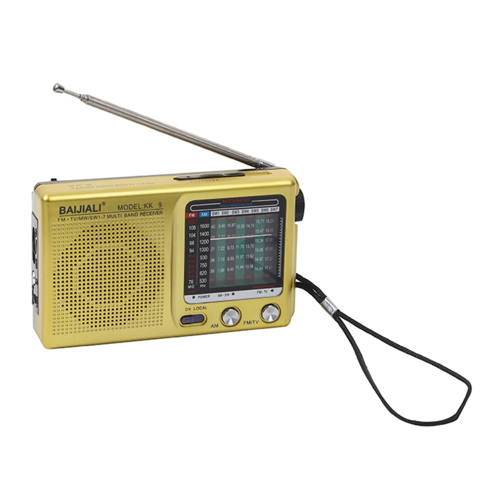 Bandle rétro Full Full Plastic Portable SW Am FM Handheld Mether Radio Battery Concevoir intégré à haut-parleur