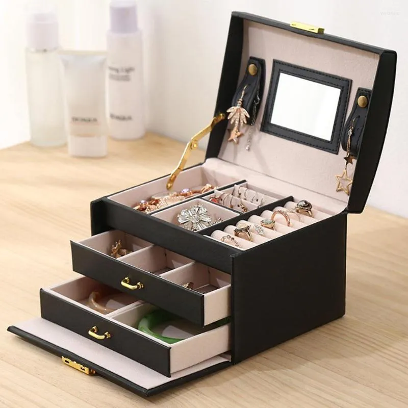Jewelry Pouches Storage Box Large Capacity Earrings Necklace Watch Rings Organizing Case Home Dorm Jewellery Drawer Holder