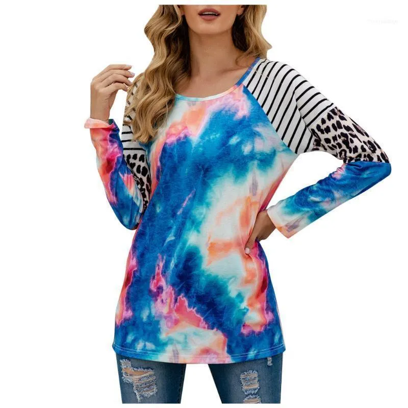 Blusas femininas camisas de mulheres tops e bloues moda leopard tie-dye camise