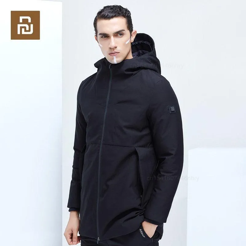 Jackets Youpin Smart Heating Down Jacket Men USB Infrared Electric Heating Goose Down Coat Hooded Male Parka Thermal Winter Warm Jackets