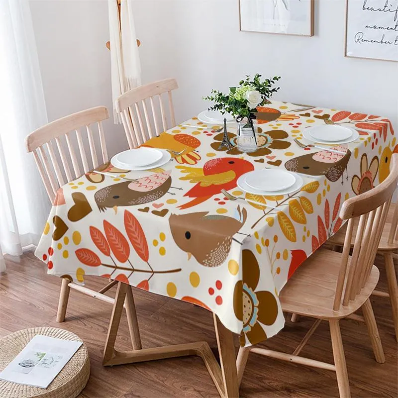 Nappe de table automne oiseau feuilles jaune mariage décoratif cuisine nappe imperméable Gourmet fête salle à manger couverture