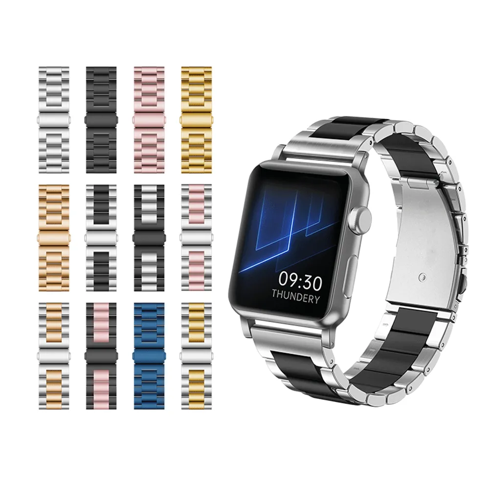 Smarta remmar armband rostfritt stål armband länk band metallband band vaktband för Apple Watch Series 2 3 4 5 6 7 8 SE Ultra Iwatch 38 40 41 42 44 45 49mm